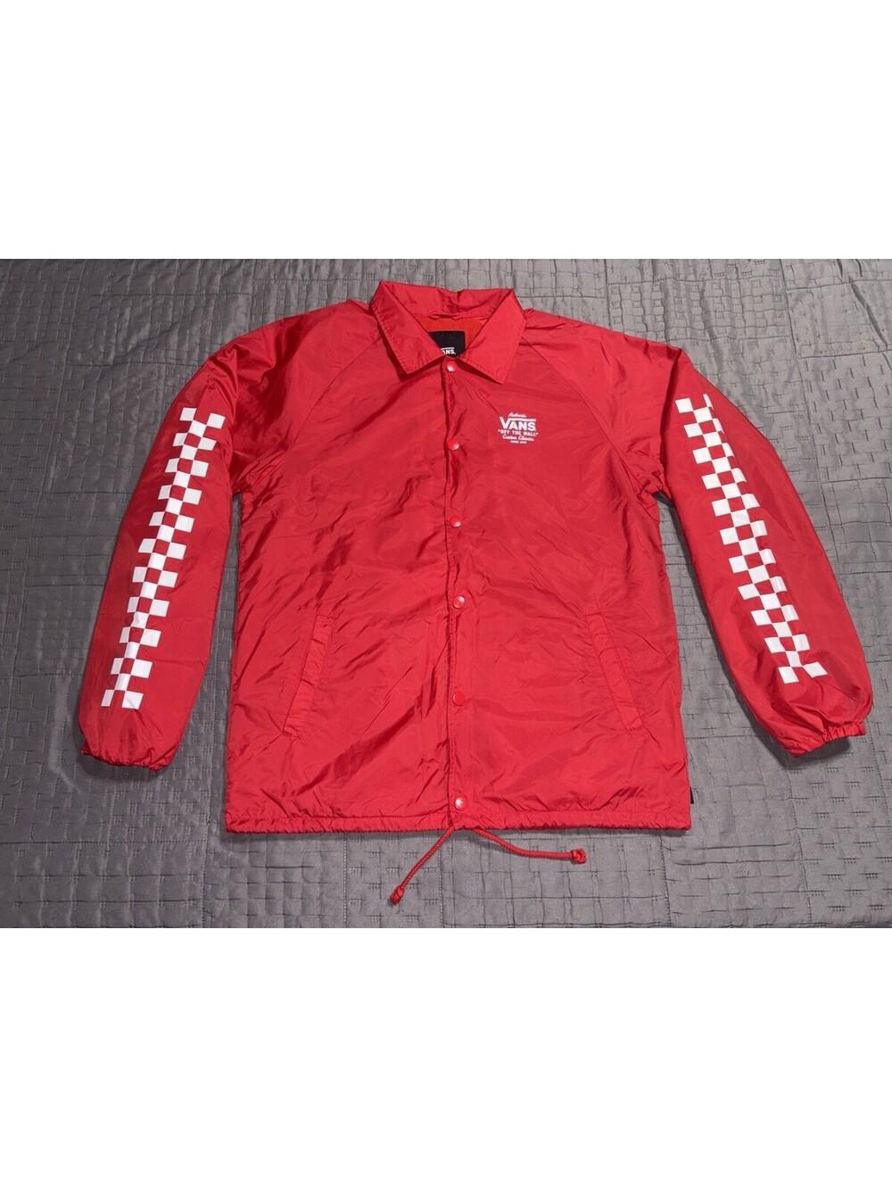 Vans Torrey Coaches Jacket Mens Medium Red Off The Wall Logo Windbreaker